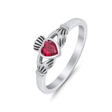 Irish Claddagh Heart Promise Ring Simulated Cubic Zirconia 925 Sterling Silver