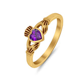 Irish Claddagh Heart Promise Ring Simulated Cubic Zirconia 925 Sterling Silver