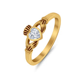 Irish Claddagh Heart Promise Ring Simulated Cubic Zirconia 925 Sterling Silver