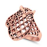 Filigree Owl Ring Band 925 Sterling Silver Lucky Owl