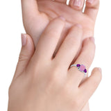 Fashion Promise Ring 3-Stone Simulated Amethyst Cubic Zirconia 925 Sterling Silver