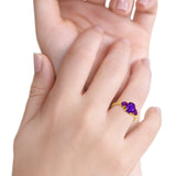 Fashion Promise Ring 3-Stone Simulated Amethyst Cubic Zirconia 925 Sterling Silver