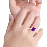 Solitaire Engagement Ring Radiant Simulated Cubic Zirconia 925 Sterling Silver