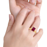Solitaire Engagement Ring Radiant Simulated Cubic Zirconia 925 Sterling Silver