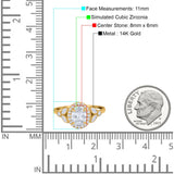 14K Gold Oval Art Deco Engagement Ring Simulated Cubic Zirconia
