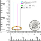 14K Gold 0.18ct Diamond Round Art Deco Half Eternity Band Engagement Ring Size 6.5