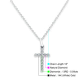 14K Gold 0.08ct Diamond Cross Pendant Necklace 18" Long