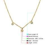14K Gold 0.07ct Diamond Bezel Pendant Necklace 18" Long