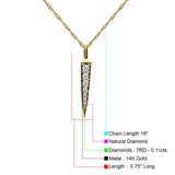 14K Gold 0.11ct Diamond Bar Drop Pendant Chain Necklace 18" Long