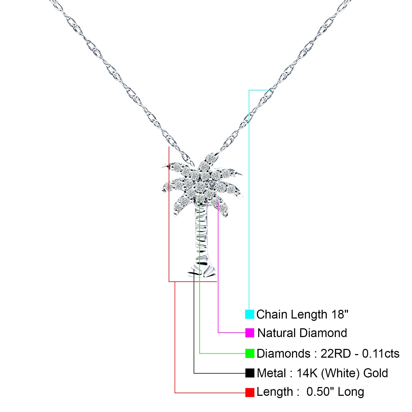 Diamond Palm Tree Necklace