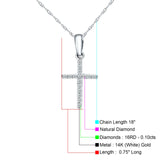 14K Gold 0.10ct Cross Diamond Pendant Chain Necklace 18" Long