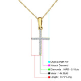 14K Gold 0.10ct Cross Diamond Pendant Chain Necklace 18" Long