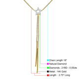 Dangling Diamond Line Star Necklace 14K Gold 0.05ct