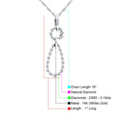 14K Gold 0.19ct Dangling Diamond Teardrop Pendant Necklace 18 In Long