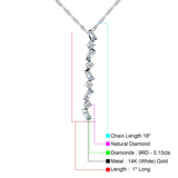 14K Gold 0.15ct Crystal Drop Diamond Pendant Necklace 18 Inch Long