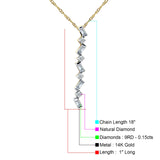 14K Gold 0.15ct Crystal Drop Diamond Pendant Necklace 18 Inch Long