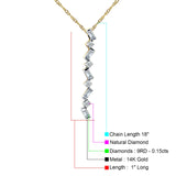 14K Gold 0.15ct Crystal Drop Diamond Pendant Necklace 18" Long