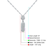 14K Gold 0.11ct Crystal Drop Diamond Pendant Chain Necklace 18" Long