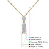 14K Gold 0.11ct Crystal Drop Diamond Pendant Chain Necklace 18" Long