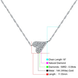 Diamond Sideways Heart Necklace 14K Gold 0.09ct