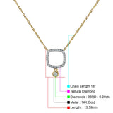 Dangling Diamond Cushion Cut Necklace 14K Gold 0.09ct