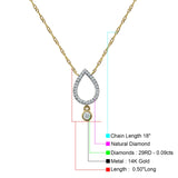 Dangling Diamond Pear Teardrop Necklace 14K Gold 0.09ct