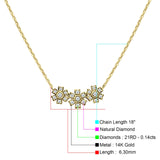 Diamond Pendant Flower Necklace 14K Gold 0.14ct