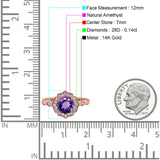 14K Gold 1.42ct Art Deco Round 7mm G SI Diamond Engagement Wedding Ring