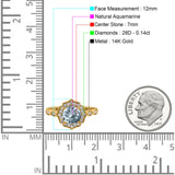 14K Gold 1.42ct Art Deco Round 7mm G SI Diamond Engagement Wedding Ring