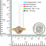 14K Gold 1.42ct Art Deco Round 7mm G SI Diamond Engagement Wedding Ring
