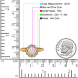 14K Gold 1.42ct Art Deco Round 7mm G SI Diamond Engagement Wedding Ring