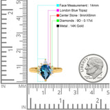 14K Gold 1.5ct Teardrop Art Deco Pear 9mmx6mm G SI Diamond Engagement Wedding Ring