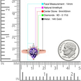 14K Gold 1.5ct Teardrop Art Deco Pear 9mmx6mm G SI Diamond Engagement Wedding Ring