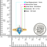 14K Gold 1.5ct Teardrop Art Deco Pear 9mmx6mm G SI Diamond Engagement Wedding Ring