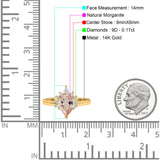 14K Gold 1.5ct Teardrop Art Deco Pear 9mmx6mm G SI Diamond Engagement Wedding Ring