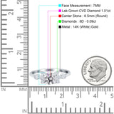 14K Gold Halo Round GIA Certified 6.5mm D VS1 1.01ct Lab Grown CVD Diamond Engagement Wedding Ring