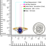 14K Gold 1.68ct Oval Art Deco G SI Diamond Engagement Ring Size 6.5