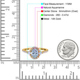 14K Gold 1.68ct Oval Art Deco G SI Diamond Engagement Ring Size 6.5