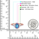 14K Gold 1.68ct Oval Art Deco G SI Diamond Engagement Ring Size 6.5