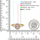 14K Gold 1.68ct Oval Art Deco G SI Diamond Engagement Ring Size 6.5