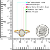 14K Gold 1.68ct Oval Art Deco G SI Diamond Engagement Ring Size 6.5