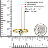 14K Gold 0.75ct Pear Art Deco G SI Diamond Engagement Ring Size 6.5