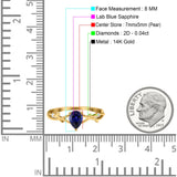 14K Gold 0.75ct Pear Art Deco G SI Diamond Engagement Ring Size 6.5