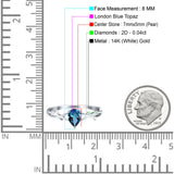 14K Gold 0.75ct Pear Art Deco G SI Diamond Engagement Ring Size 6.5