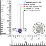 14K Gold 0.75ct Pear Art Deco G SI Diamond Engagement Ring Size 6.5