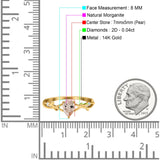 14K Gold 0.75ct Pear Art Deco G SI Diamond Engagement Ring Size 6.5