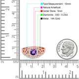 14K Gold 0.69ct Round Art Deco 5mm G SI Diamond Engagement Wedding Ring