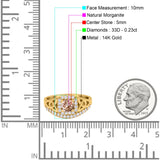 14K Gold 0.69ct Round Art Deco 5mm G SI Diamond Engagement Wedding Ring