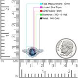 14K Gold 1.25ct Floral Art Deco Round 6mm G SI Diamond Engagement Wedding Ring
