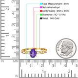 14K Gold 1.4ct Oval Vintage Style 8mmx6mm G SI Diamond Engagement Wedding Ring